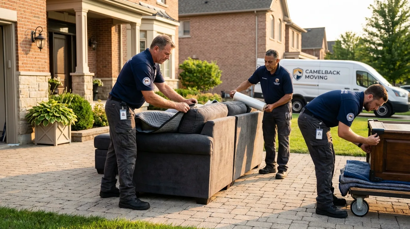 Large estate moving crew wrapping furniture in Pico Rivera, CA