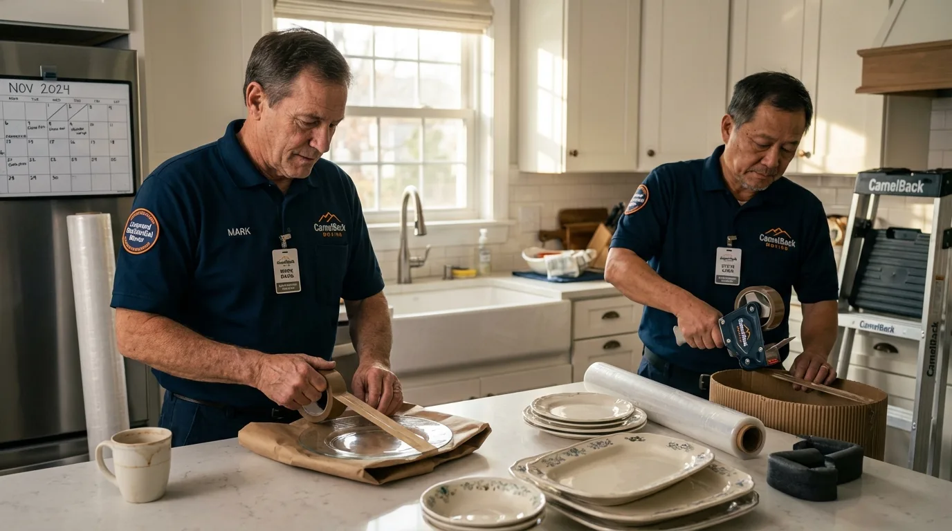 Professional crew packing kitchen dishware in Pico Rivera, CA